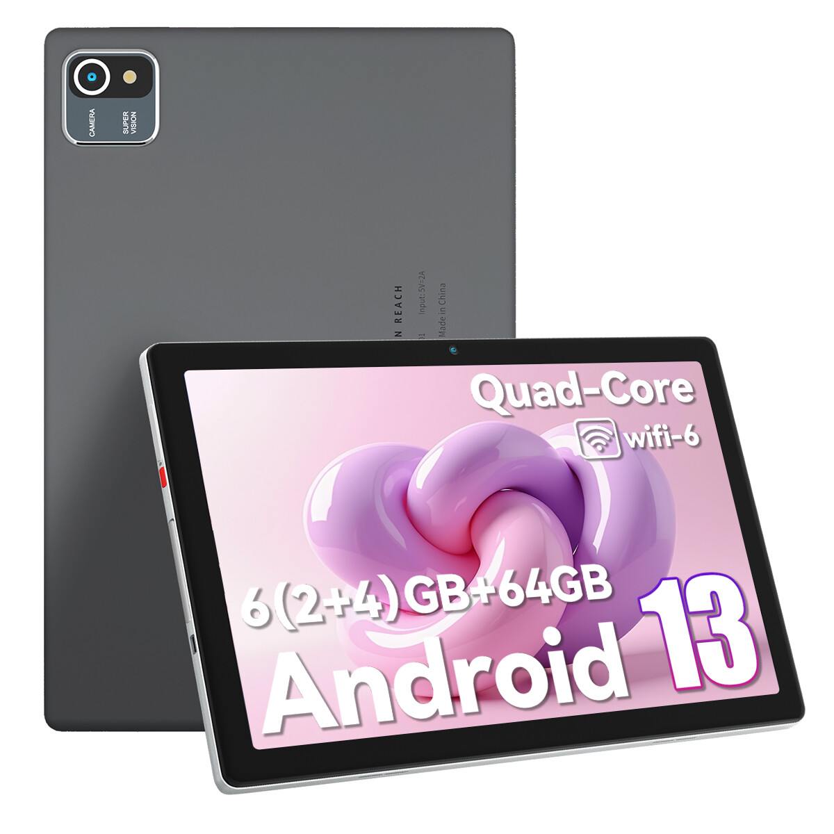 NEW Grey Tablet 10 Inch Android 13 6+64GB Quad Core 1280×800 HD+IPS Screen