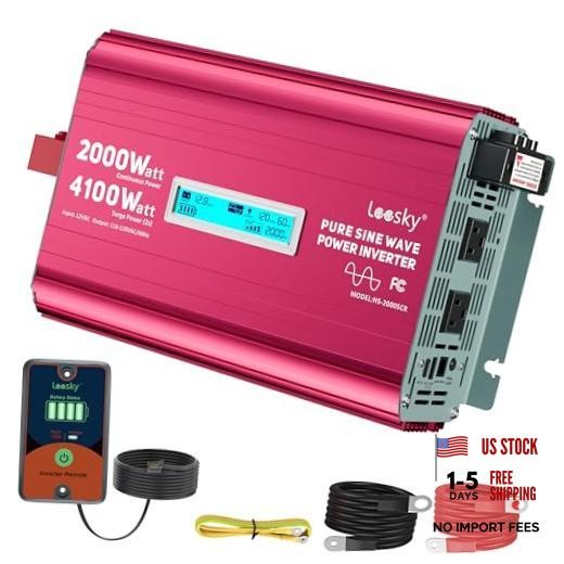 2000W Pure Sine Wave Power Inverter 12V to 2000W (4100W Peak) Pure Sine Wave