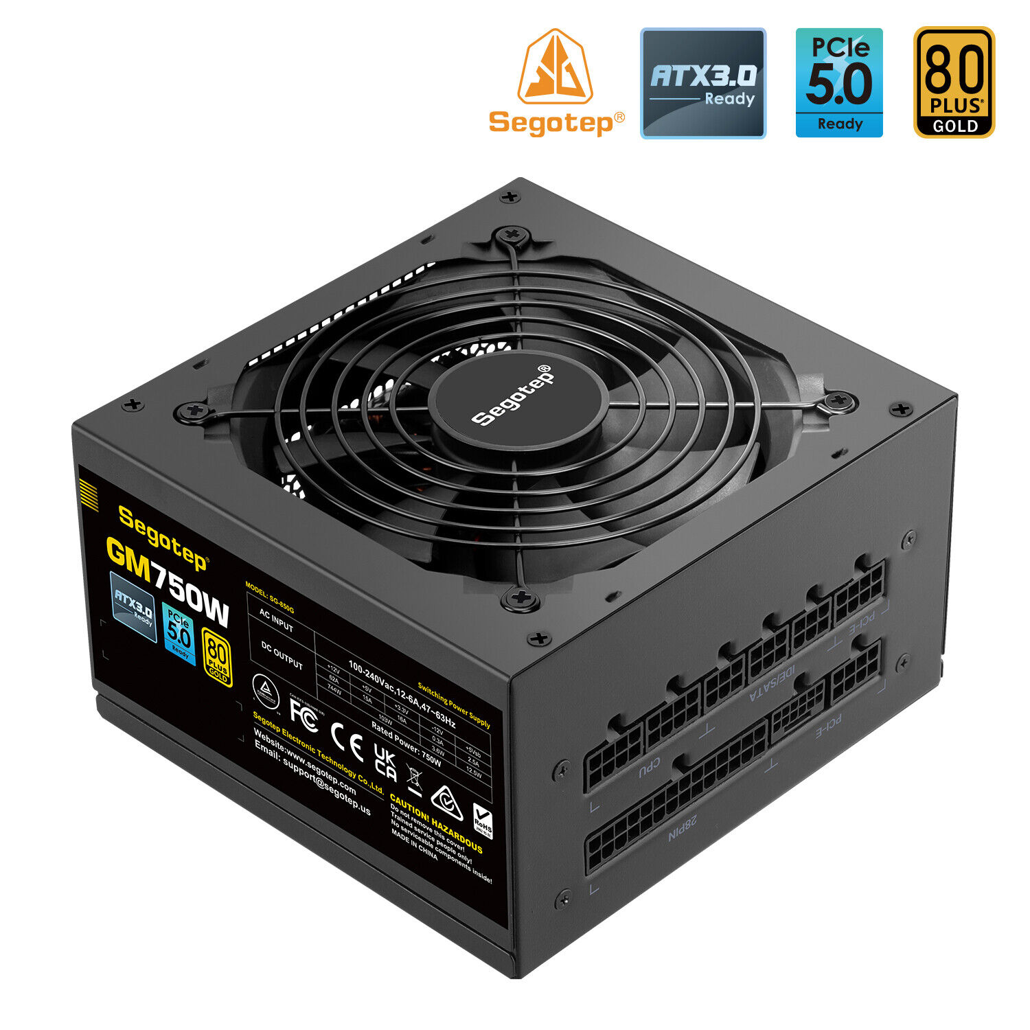 Segotep 750W ATX Fully Modular PC Gaming Power Supply 80+ Gold Certified PSU