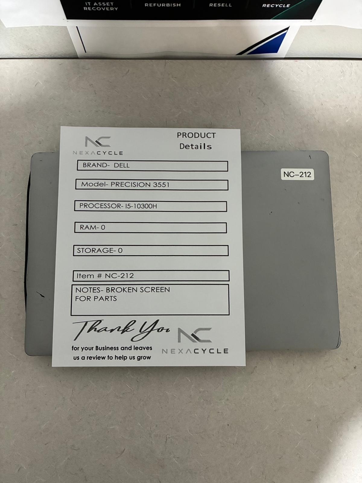 Dell Precision 3551 Intel Core i5-10300H Read description