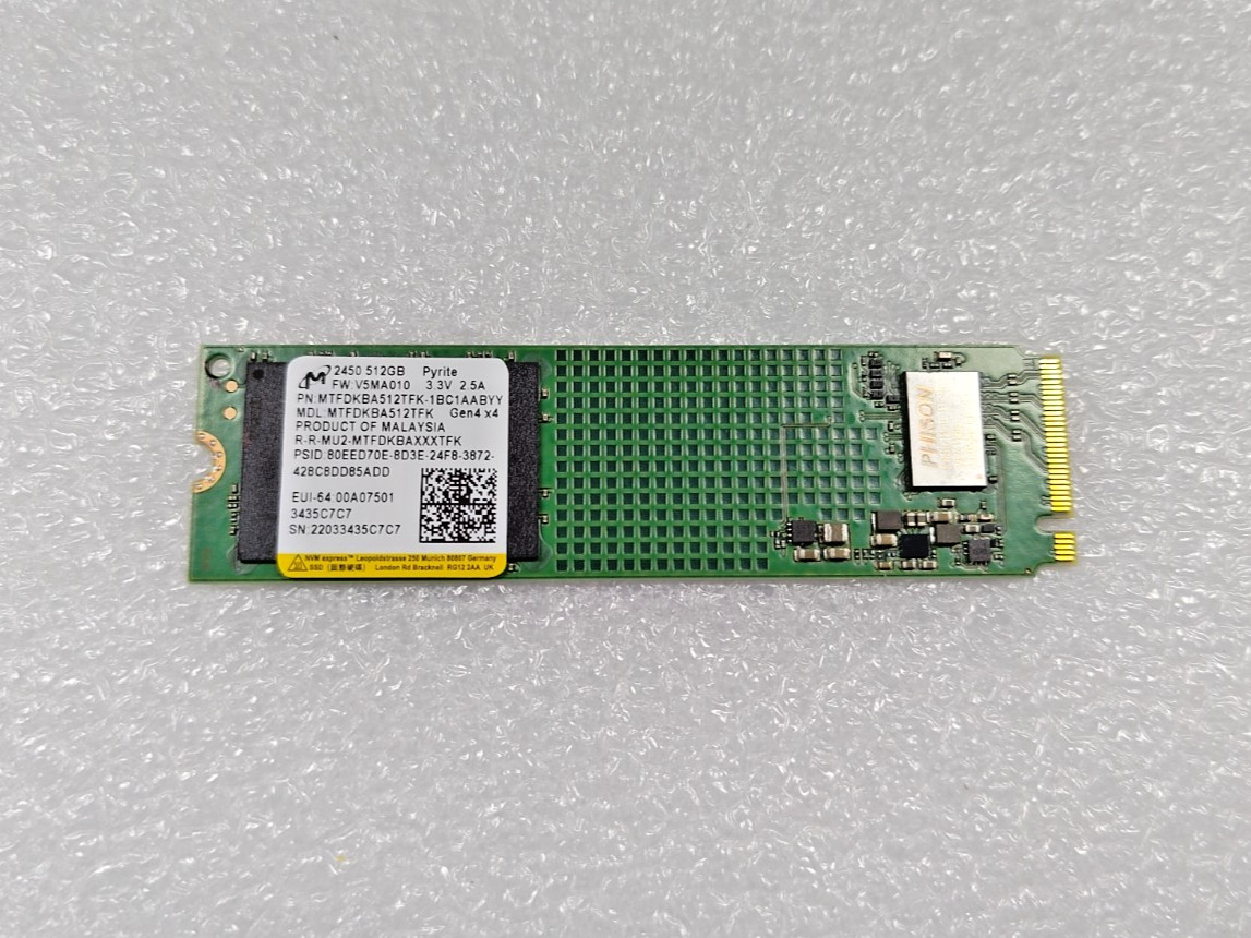 Micron 2450 512GB 1TB M.2 2280 NVMe PCIe 4.0 SSD MTFDKBA512TFK MTFDKBA1T0TFK