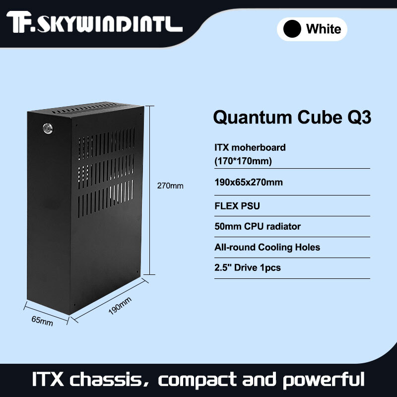 3.2L Mini ITX Computer Case for Small 1U Full Modular Power Supply, 2.5in HDD