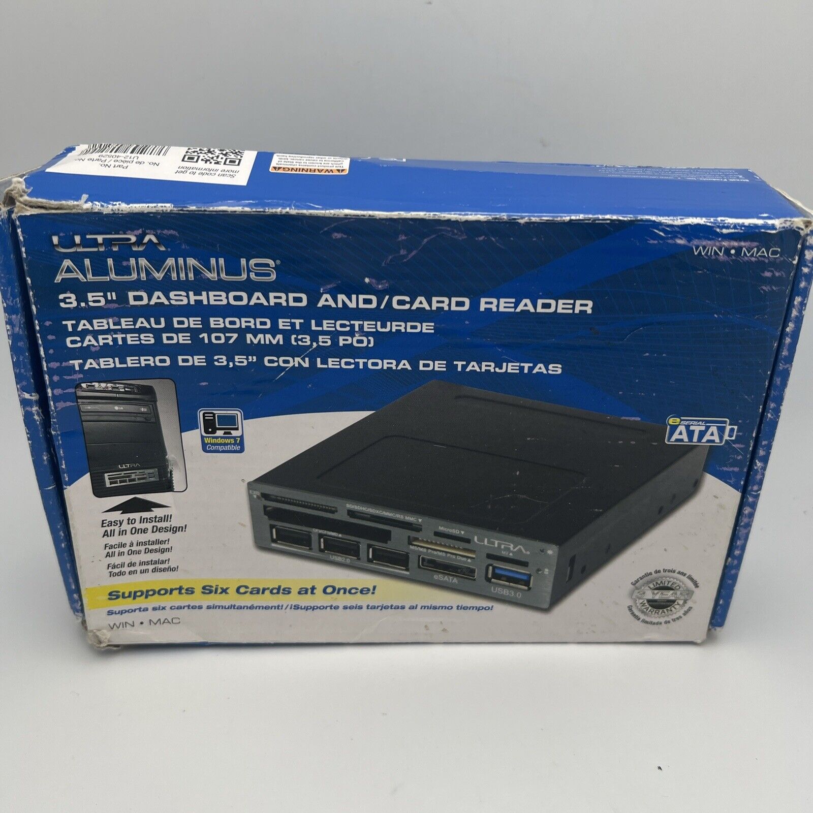 New Alluminus 3.5 Bay Internal USB 2.0 Card Reader with USB 3.0 Port Open Box