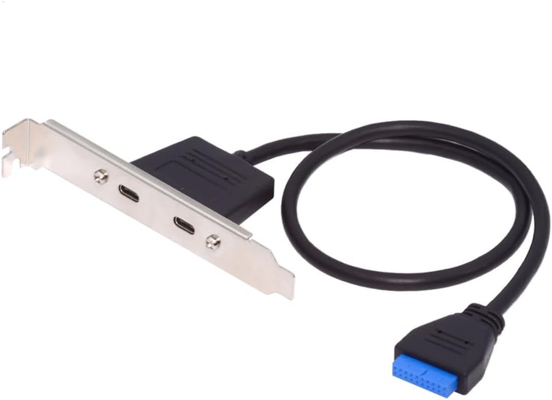 5Gbps 19/20Pin USB3.0 Motherboard to Dual Ports USB-C Type-C Female PCI-E Back P