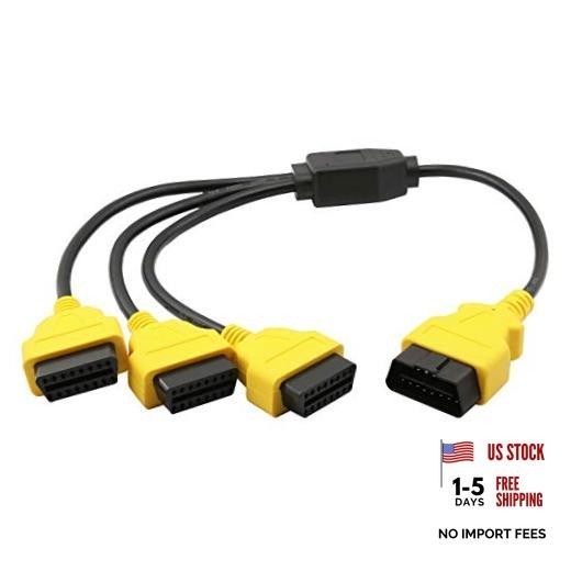 1.6ft/50cm OBD2 Splitter Cable,3 Way OBD-II Extension Cable,Full 16 Pin Yellow