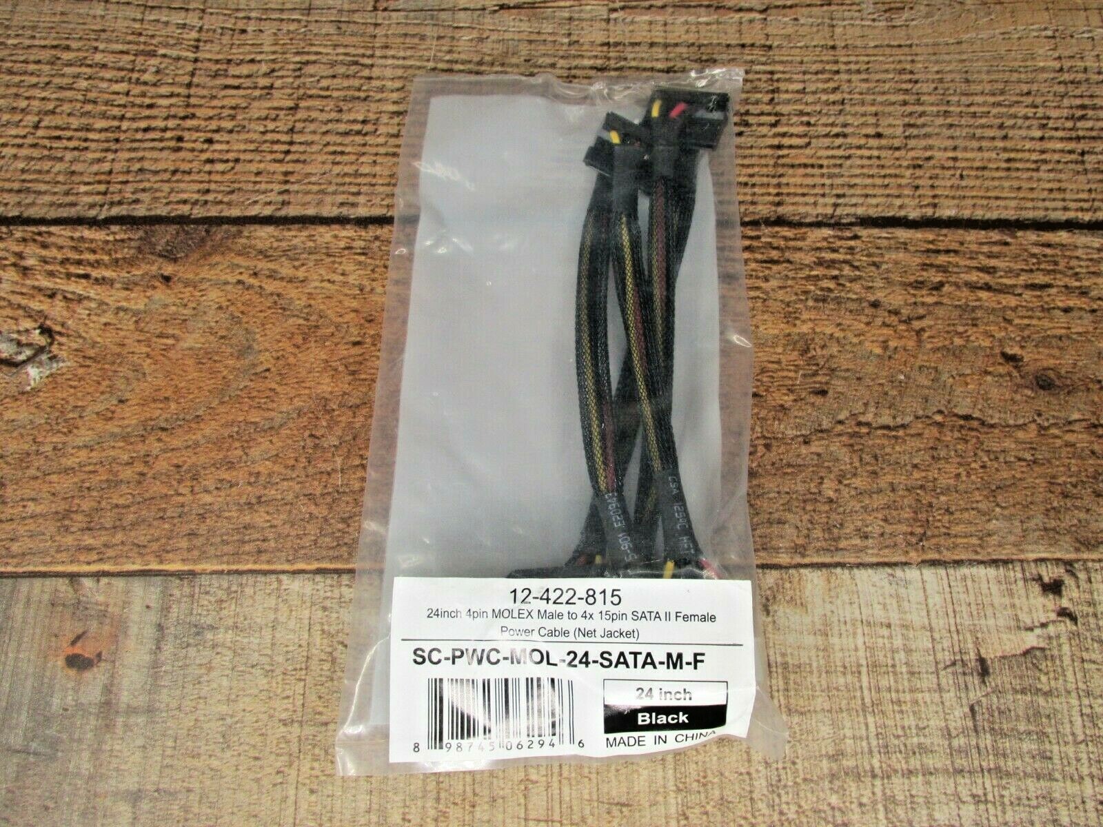 COBOC MODEL SC-PWC-MOL-24-SATA-M-F 24" MOLEX 4-PIN LP4 MALE TO 4 X SATA POWER 15
