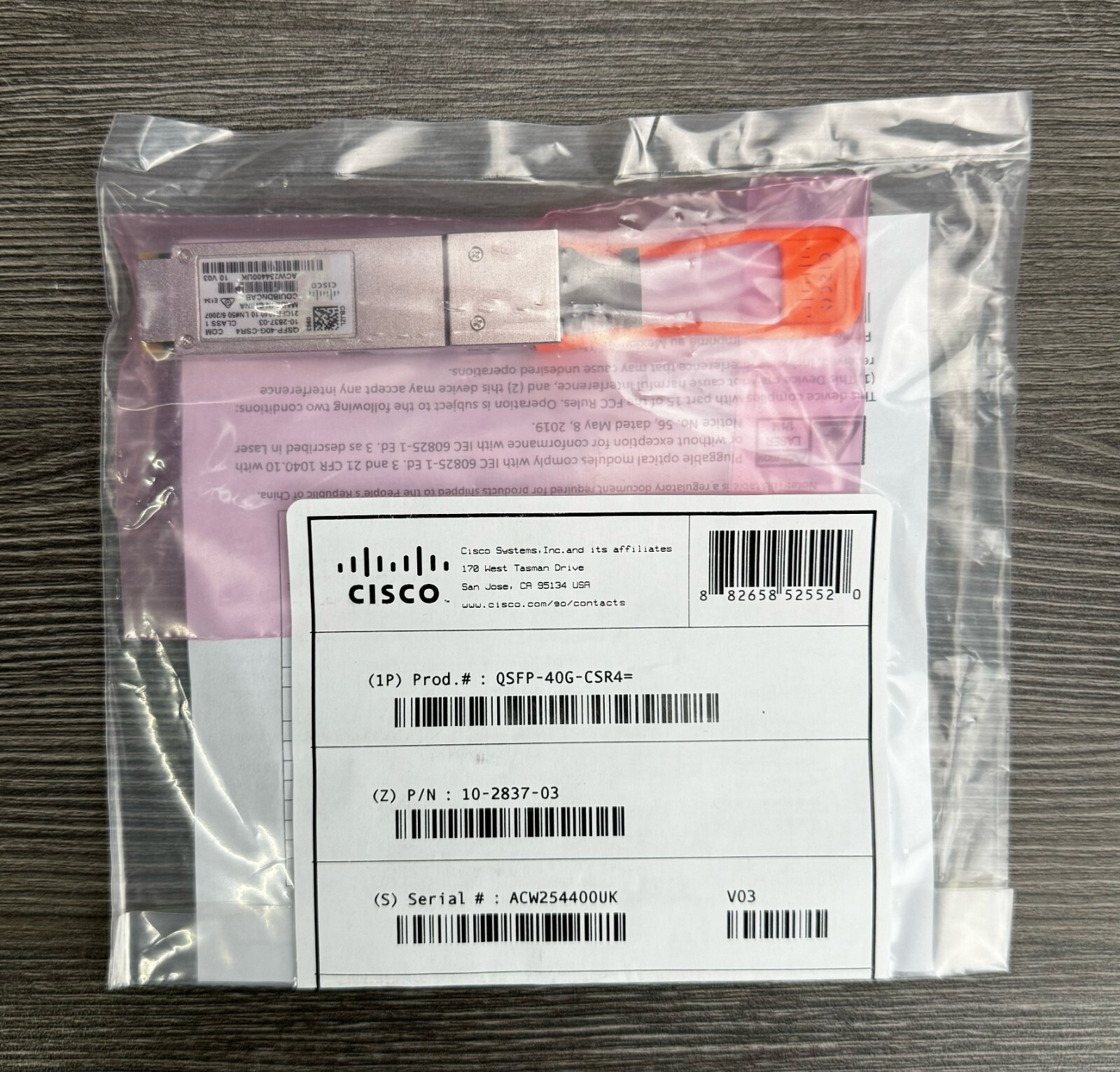 New Genuine Cisco QSFP-40G-CSR4 Cisco QSFP Transceiver Module - Fast Shipping US