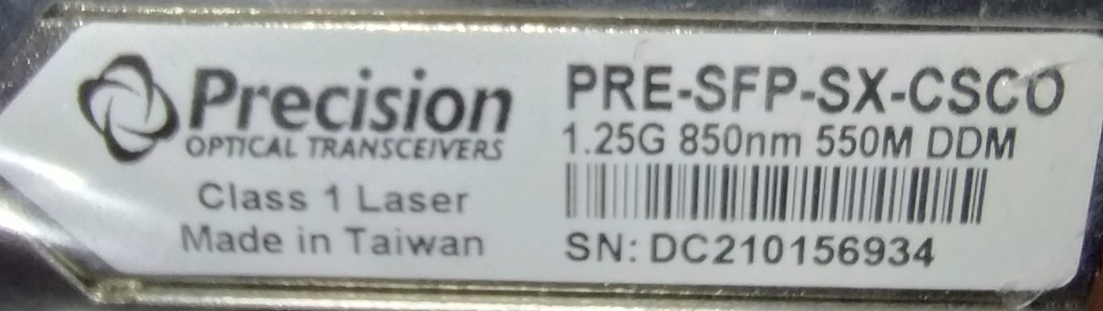Precision Optical PRE-SFP-SX-CSCO 1.25G 850mm 550W DDM SFP Transceiver - NEW