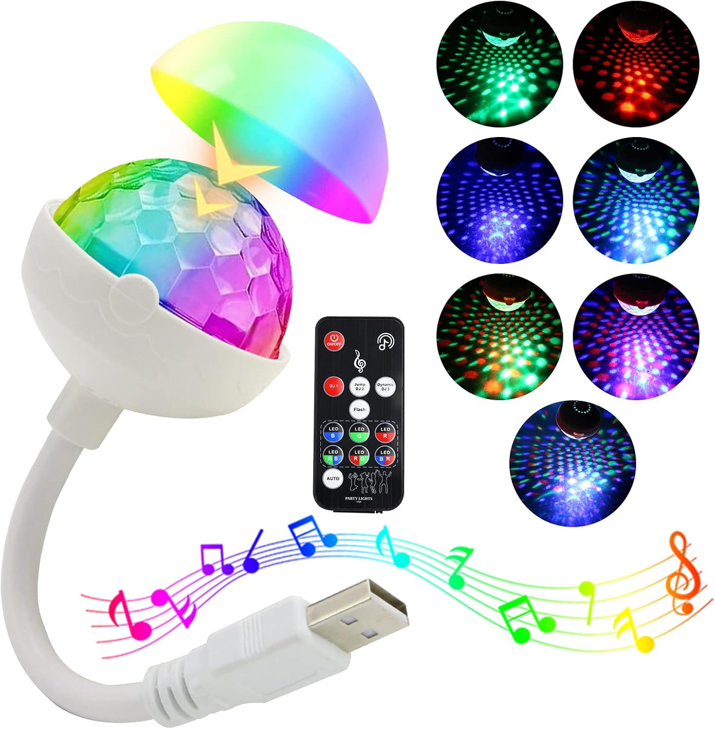 Star Car Roof Light, 360° Adjustable Star Night Light with 6 Light Combinations
