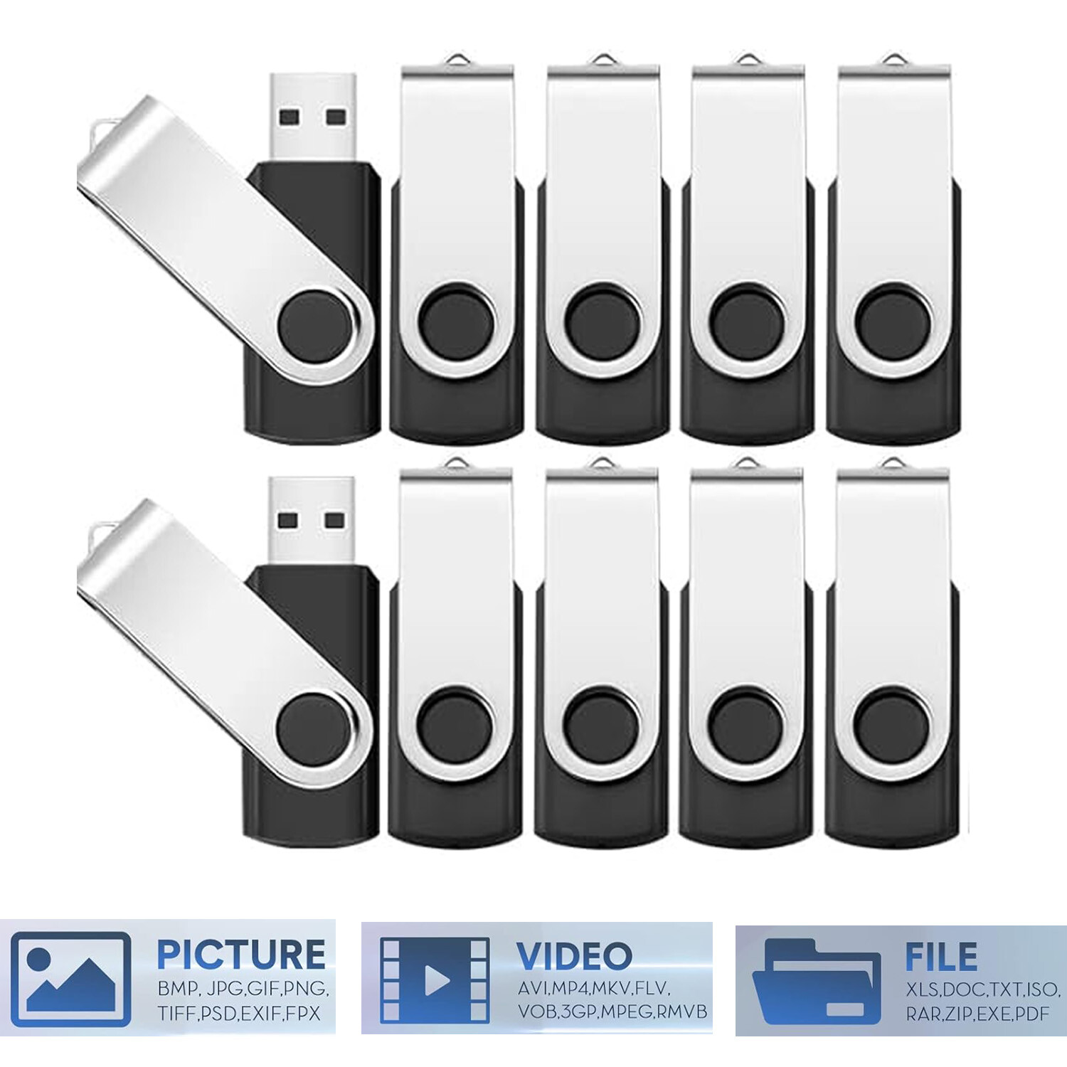 10 Pack 16GB USB 3.0 Flash Drive Rotating High Speed Memory Stick Thumb Drives