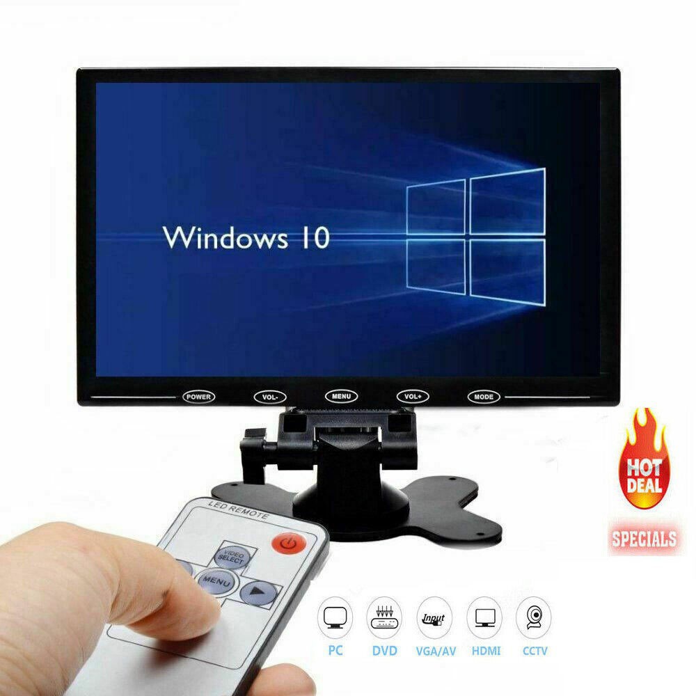 HD 9 Inch Ultra Thin TFT-LCD HD Monitor Video Audio HDMI VGA w/Speaker + Adpater