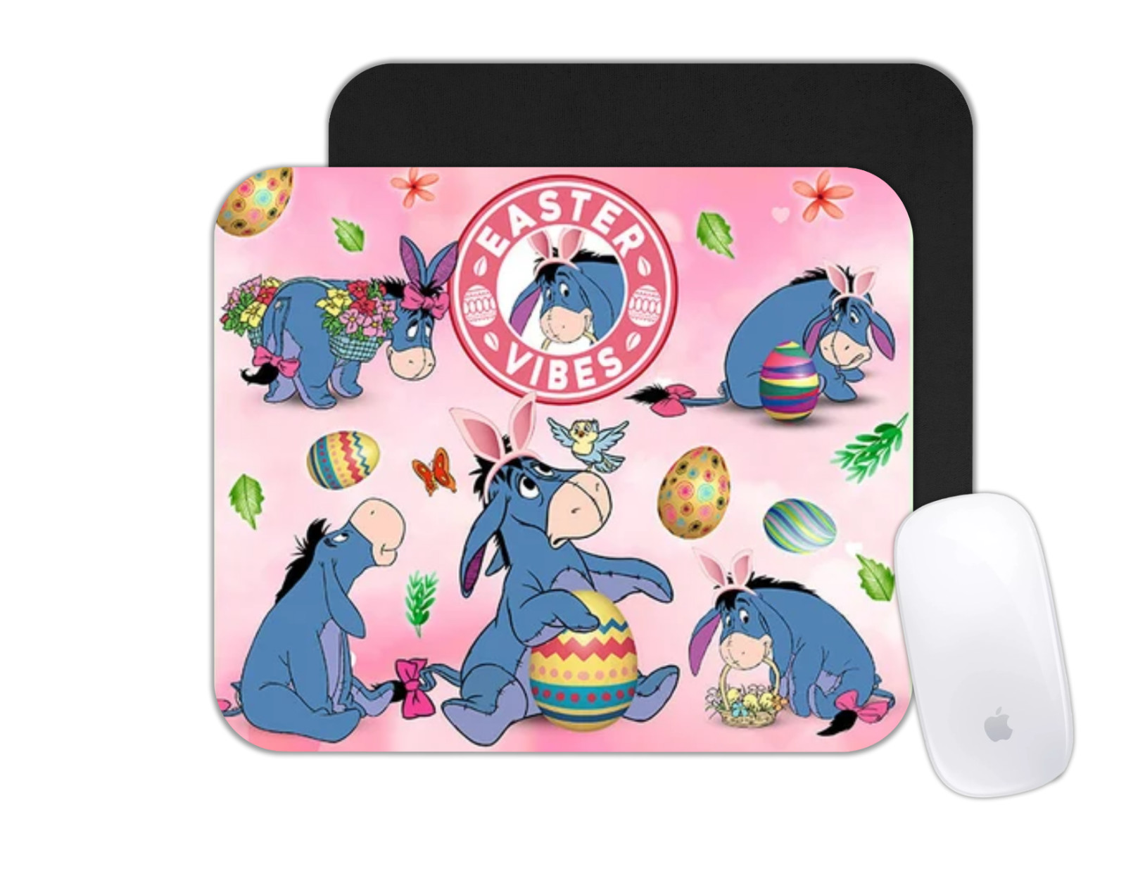 Custom Mouse Pad Personalized Photo Office Desk Mat Happy Easter Cartoon Donkey