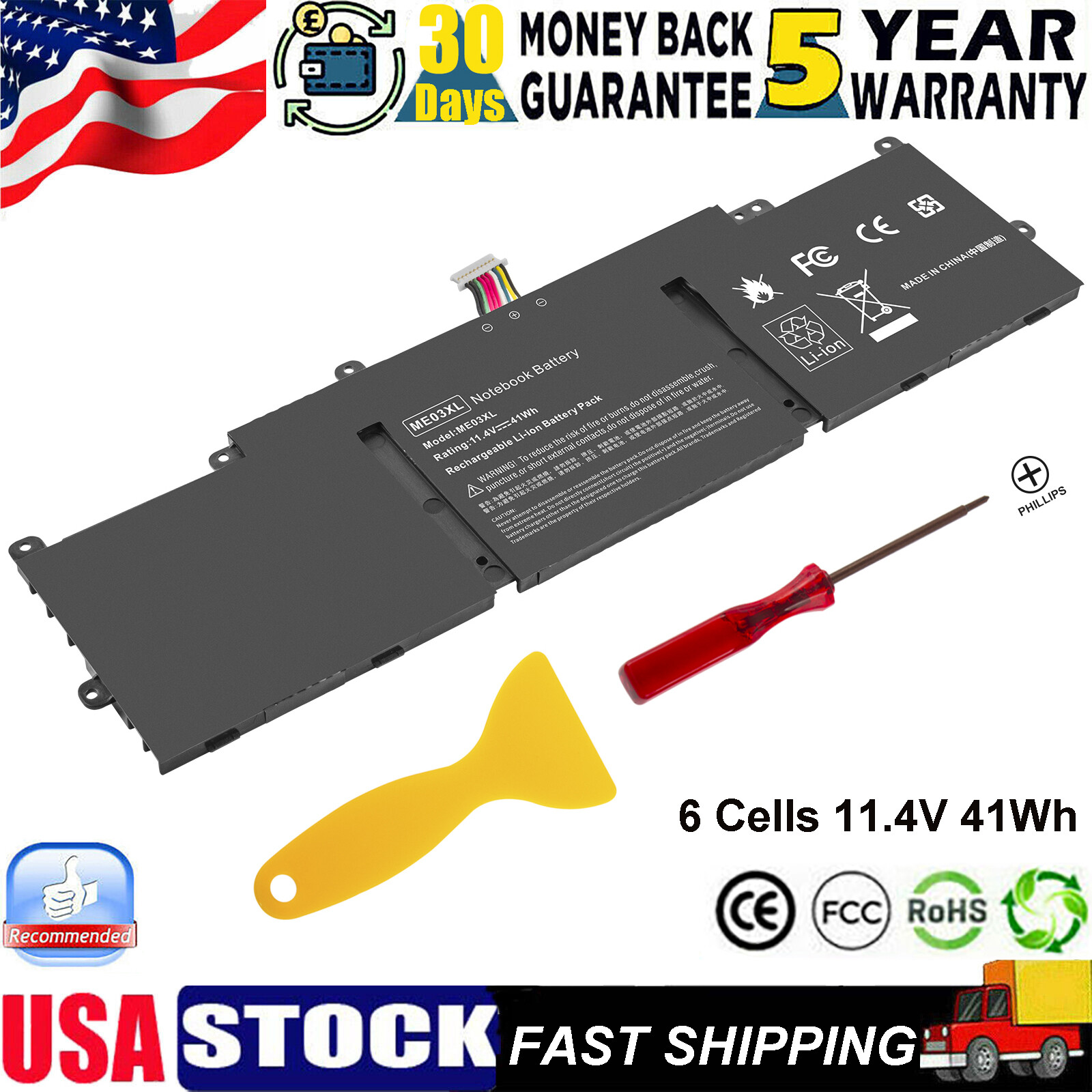 ME03XL Battery For HP Stream 11-D 13-C Ultrabook Series TPN-Q154 TPN-Q155 Laptop