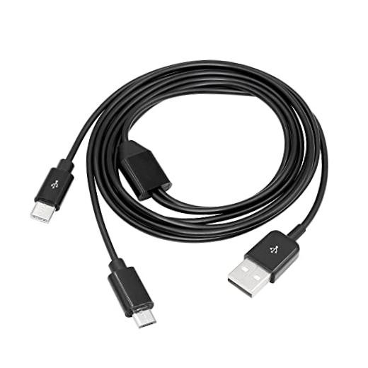 Multi Charging Cable,2 in 1 USB 2.0 A to USB usb Male 1 to Type c + Micro usb