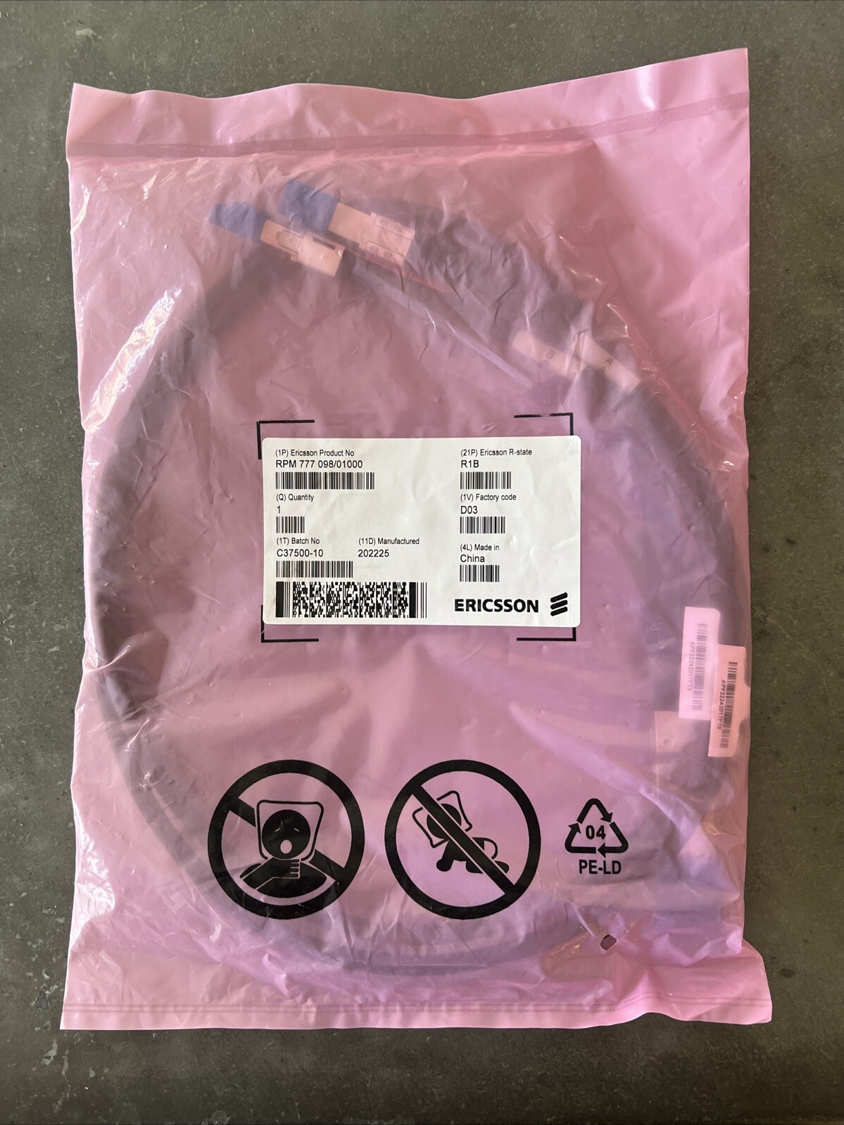 Ericsson RPM 777 098/01000 Signal Cable, Brand New in OEM Packaging