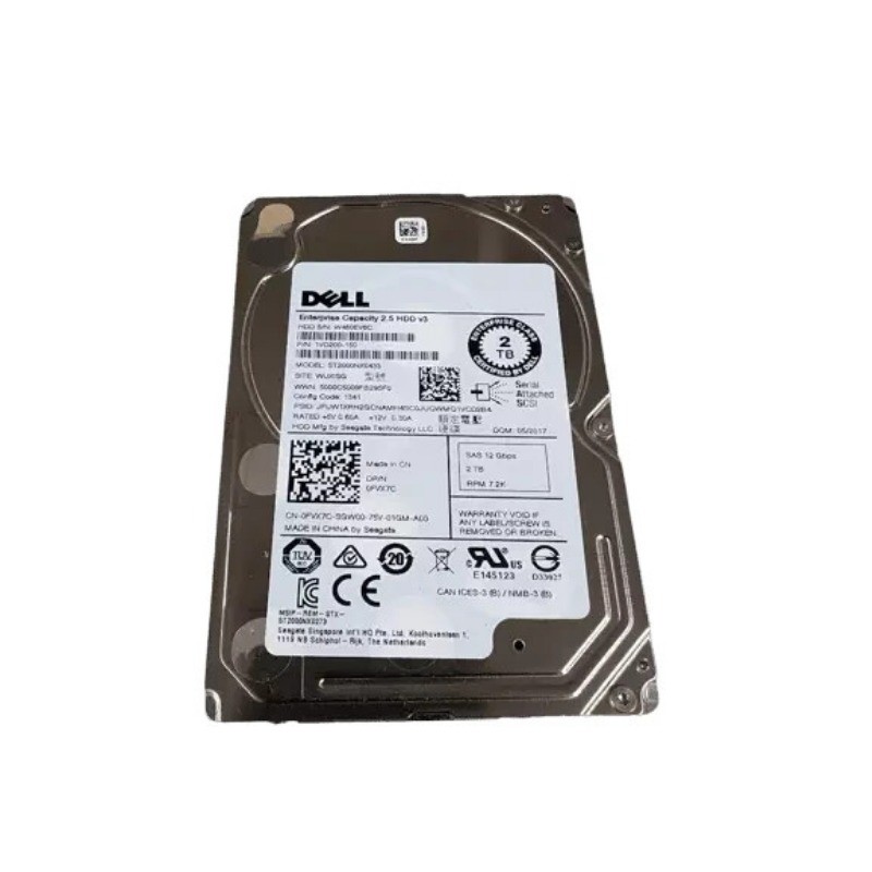 New FVX7C 0FVX7C Dell ENTERPRISE 2TB 7.2K RPM 12Gb/s 2.5" SAS HDD Hard Drive