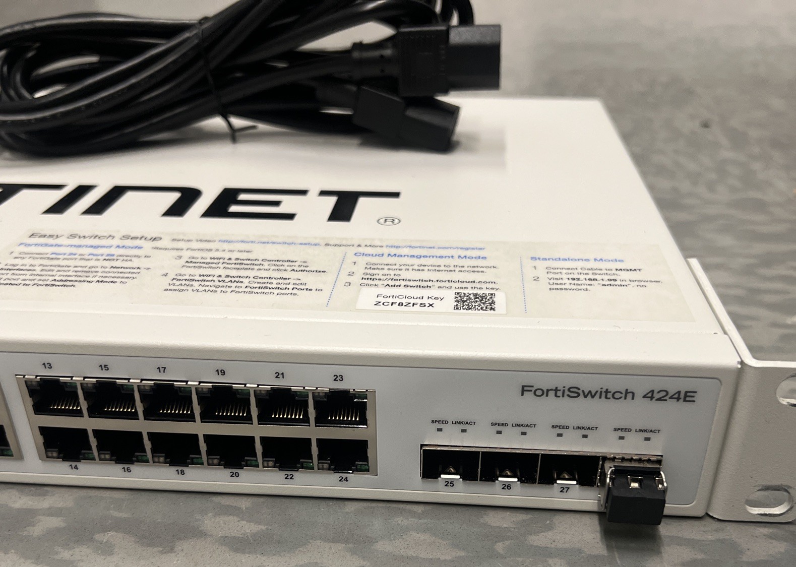 Fortinet FortiSwitch FS-424E Layer 2/3 Network Switch 24xGE SFP Rack Mount