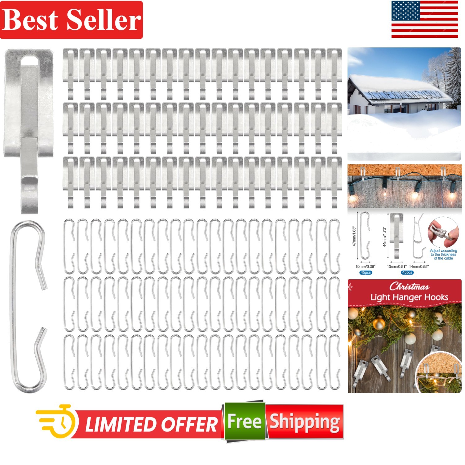 Heat Cable Roof Clips and Spacers Kit Compatible With All Roof Types 90pcs Si...