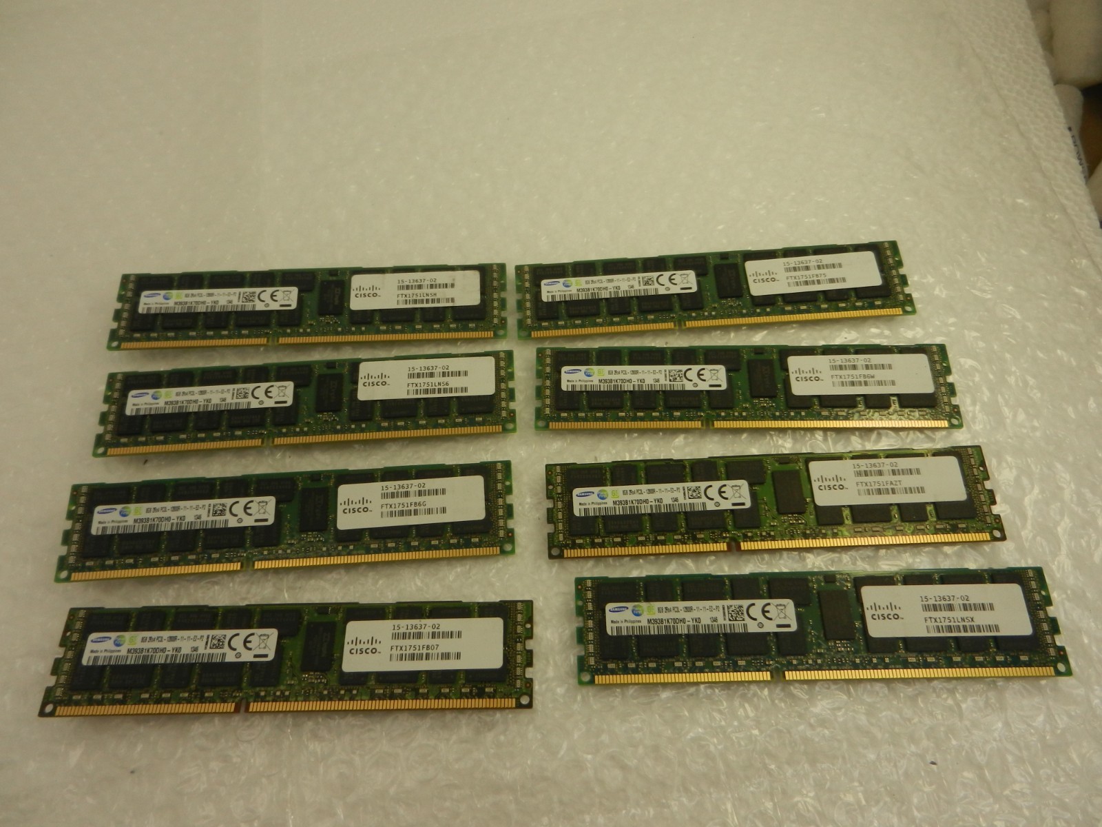 8X Samsung 8GB 2Rx4 PC3L-12800R ECC Memory M393B1K70DH0-YK0  * CISCO 15-13637-02