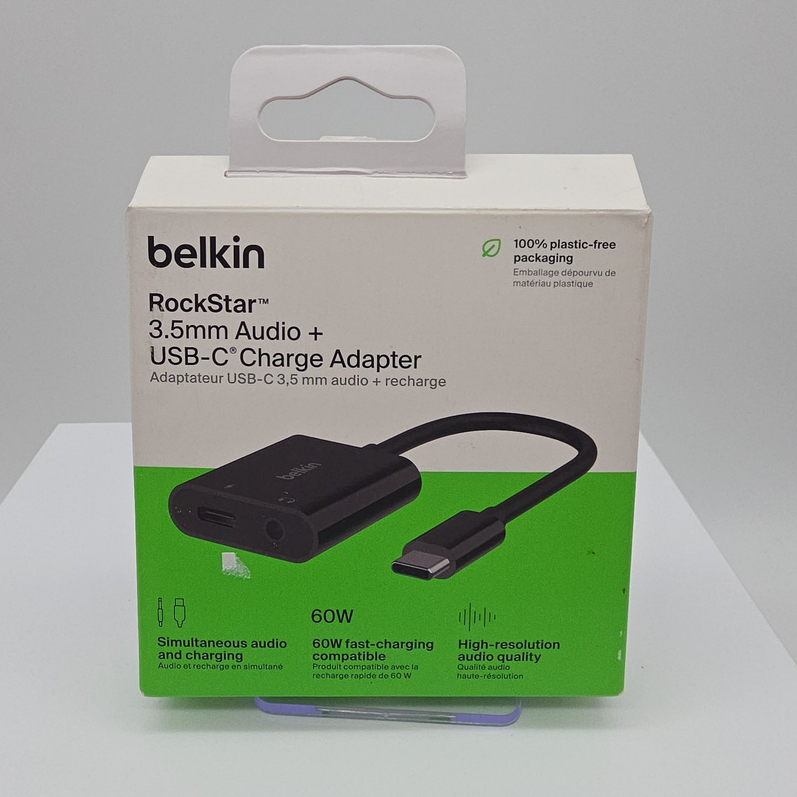 Authentic Belkin Rockstar 3.5MM Audio + USB-C Charge Adapter - Black
