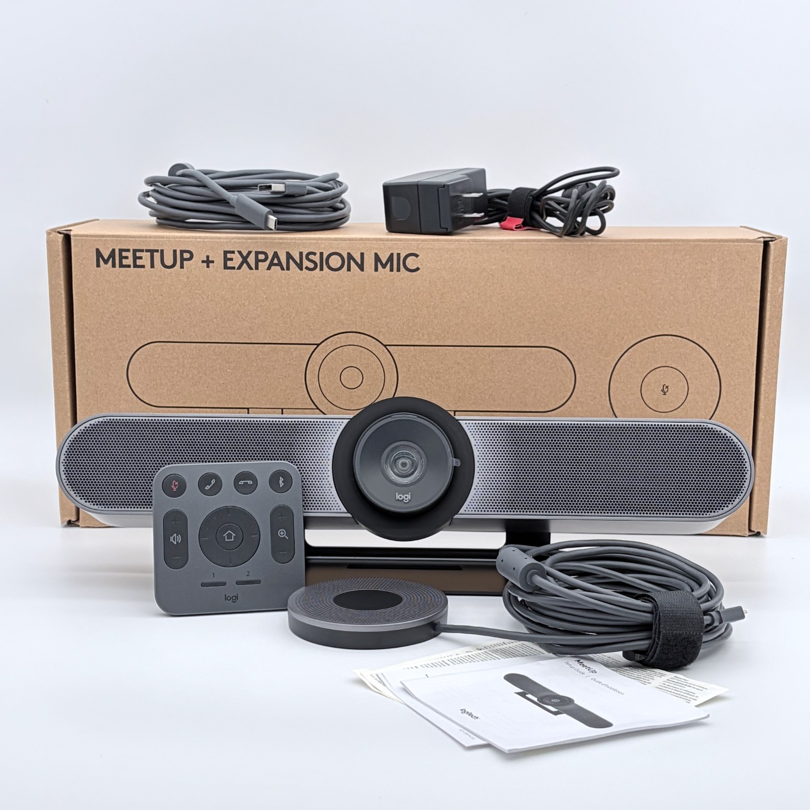 Logitech MeetUp Conference Camera Bar with Expansion Mic Bundle Complete Box