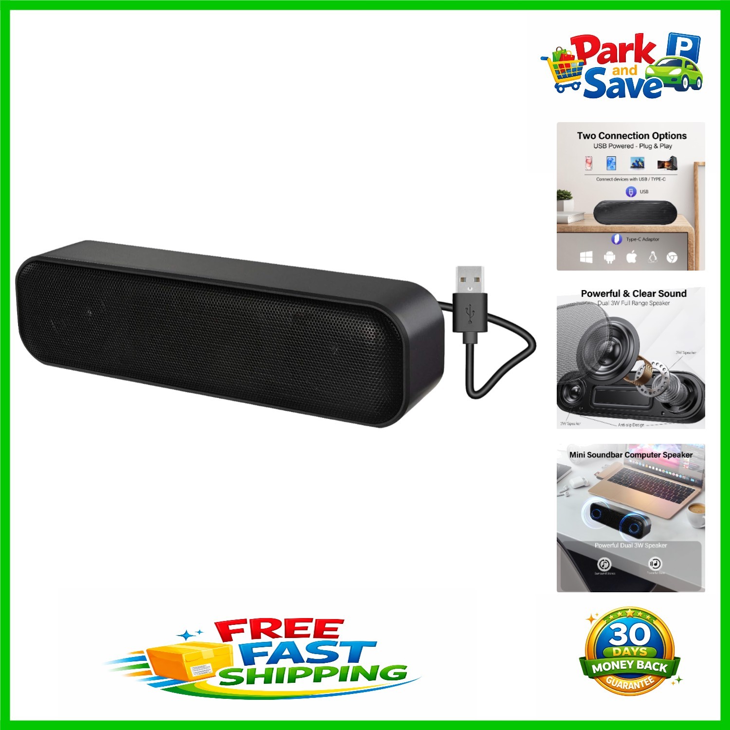 USB Computer Speaker: Portable Mini Soundbar with Plug & Play Convenience