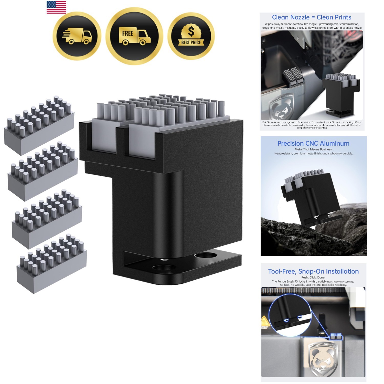 3D Printer Nozzle Brush Kit Silicone Wiper Compatible with Bambu-Lab P1P P1S X1