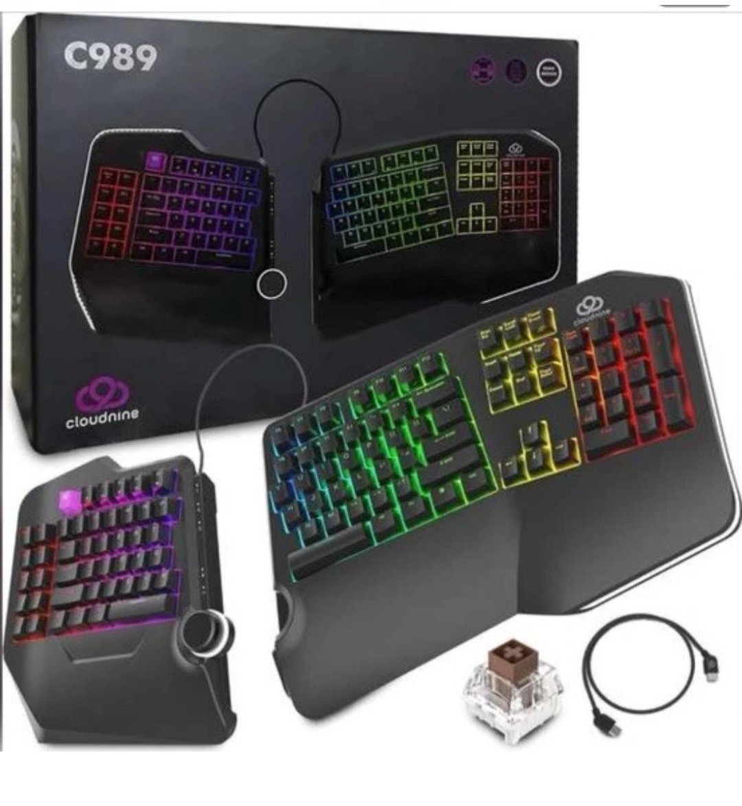 Cloud Nine C989 ErgoFSK Mechanical Keyboard Ergonomic Split RGB QWERTY English
