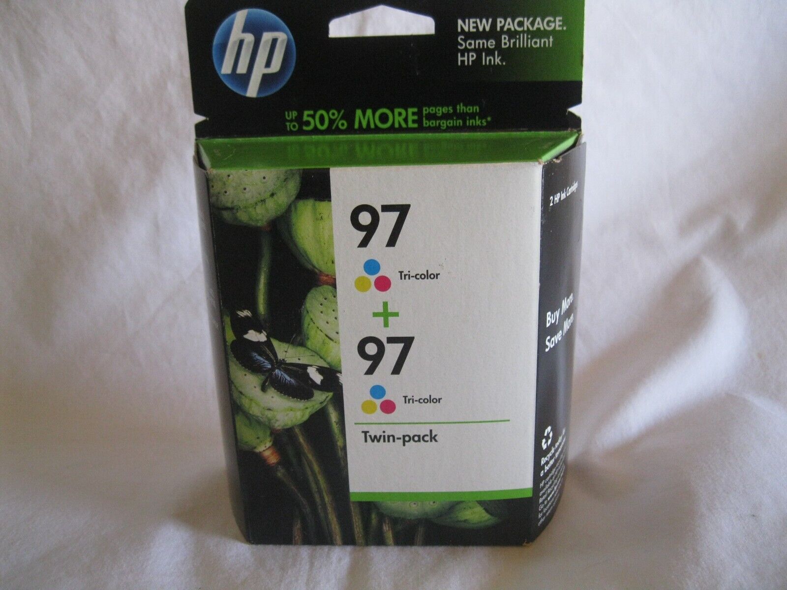 2 Pack New Sealed Genuine HP 97 Tri-color Ink Cartridges in Retail Box Expired