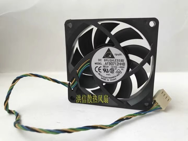 Delta AFB0712HHB DC12V 0.45A 4-Pin PWM Ball Cooling Fan
