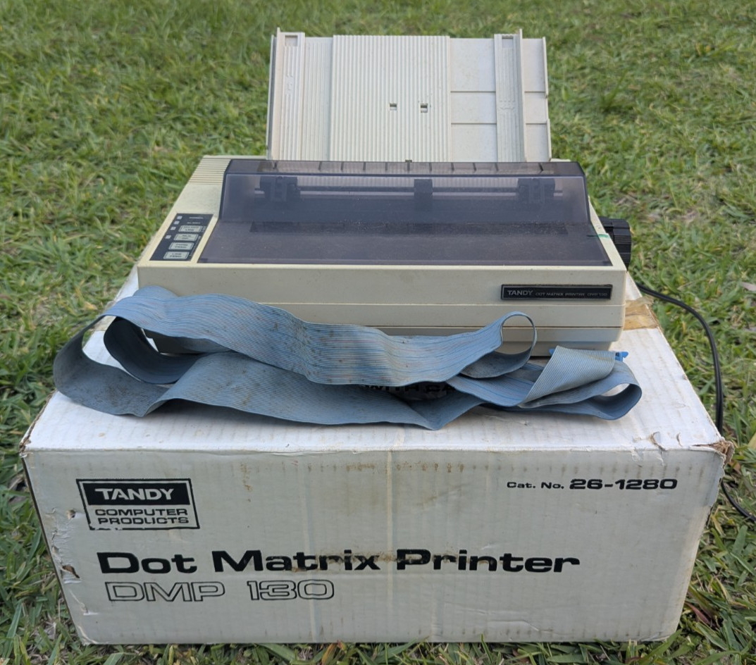 Tandy DMP 130 Vintage Dot Matrix Printer 26-1280 with Box As Is Untested