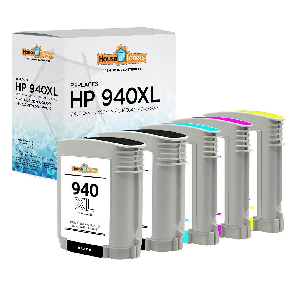 5-PK for HP 940XL for HP940 2B/C/M/Y Inkjet Cartridge 8000 8500