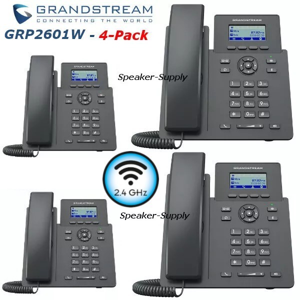 4 Grandstream GRP2601W 2-Line 2 SIP Office Phone 2.4GHz WiFi Bundle Lot