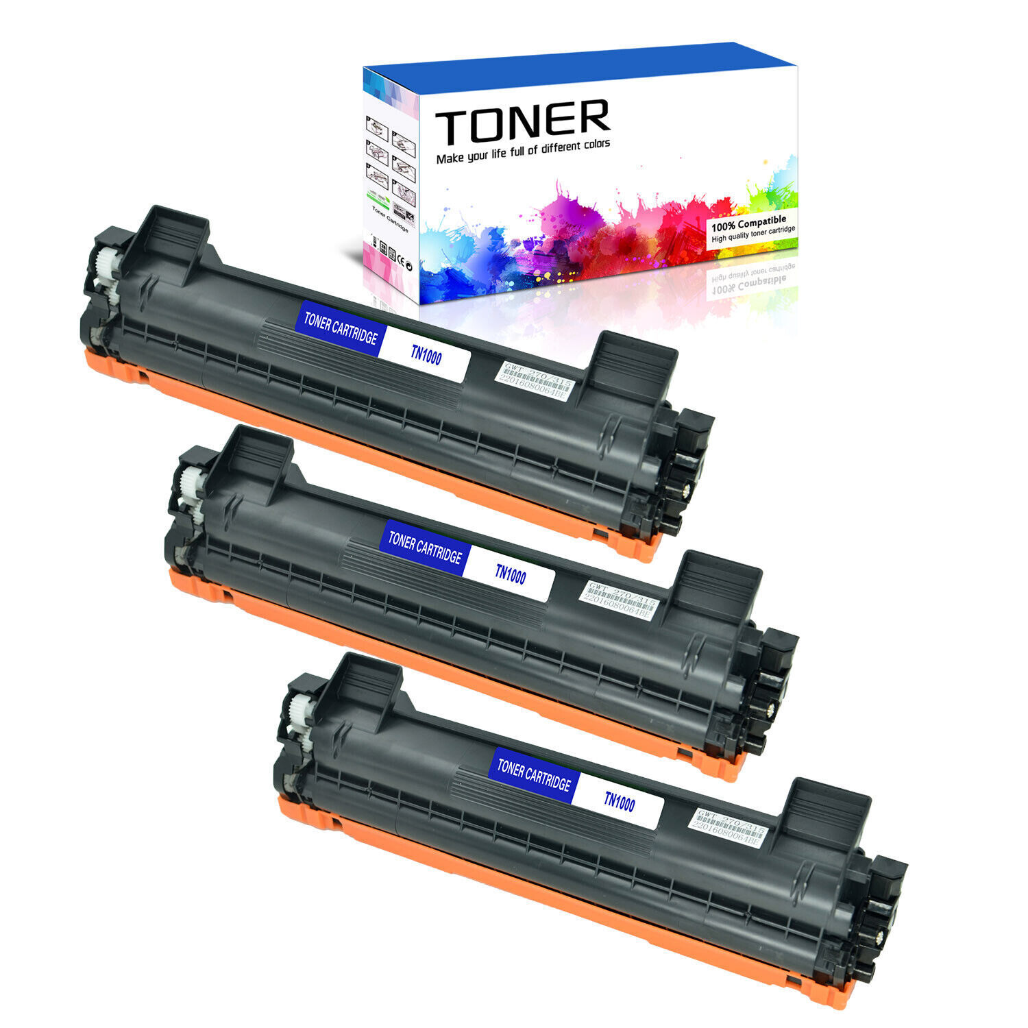 3PK TN1000 Toner Cartridge For Brother LaserJet DCP1612W HL1210W HL1212W MFC1810