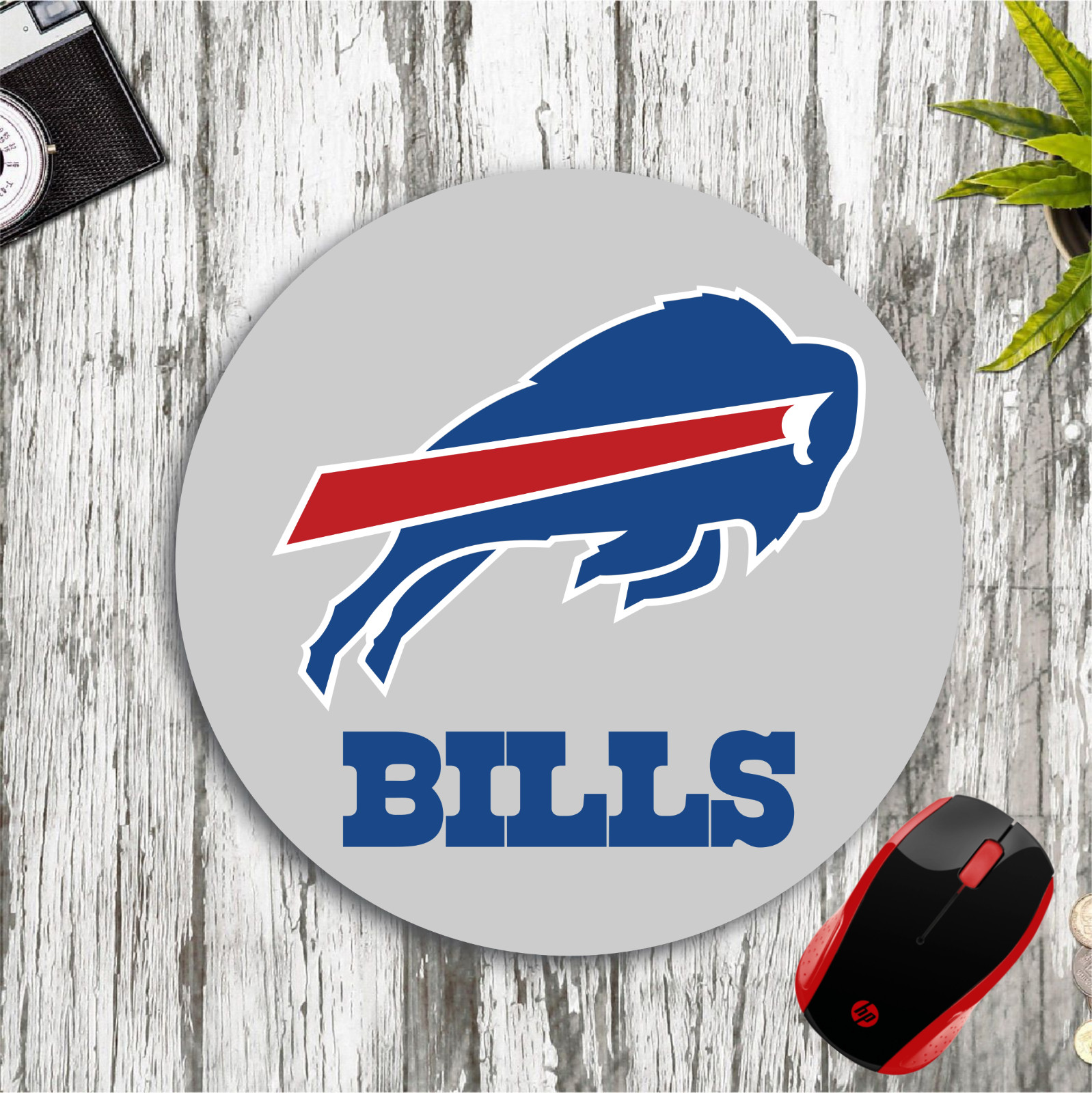 BUFFALO BILLS CUSTOM 8" ROUND NEOPRENE MOUSEPAD DESK MAT SCHOOL HOME OFFICE 