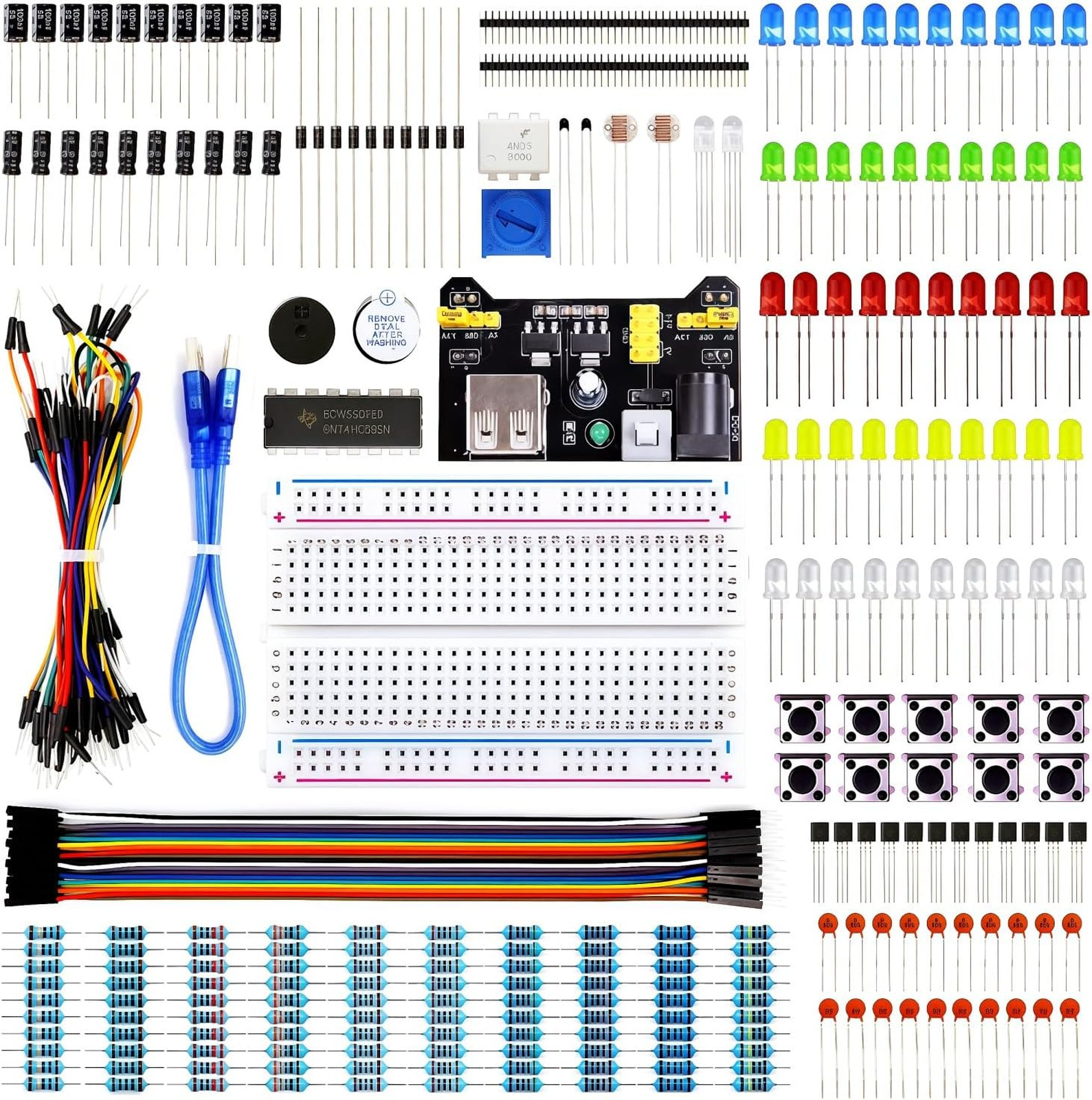 Electronics Starter Kit with Power Supply Module Breadboard Jumper Wires