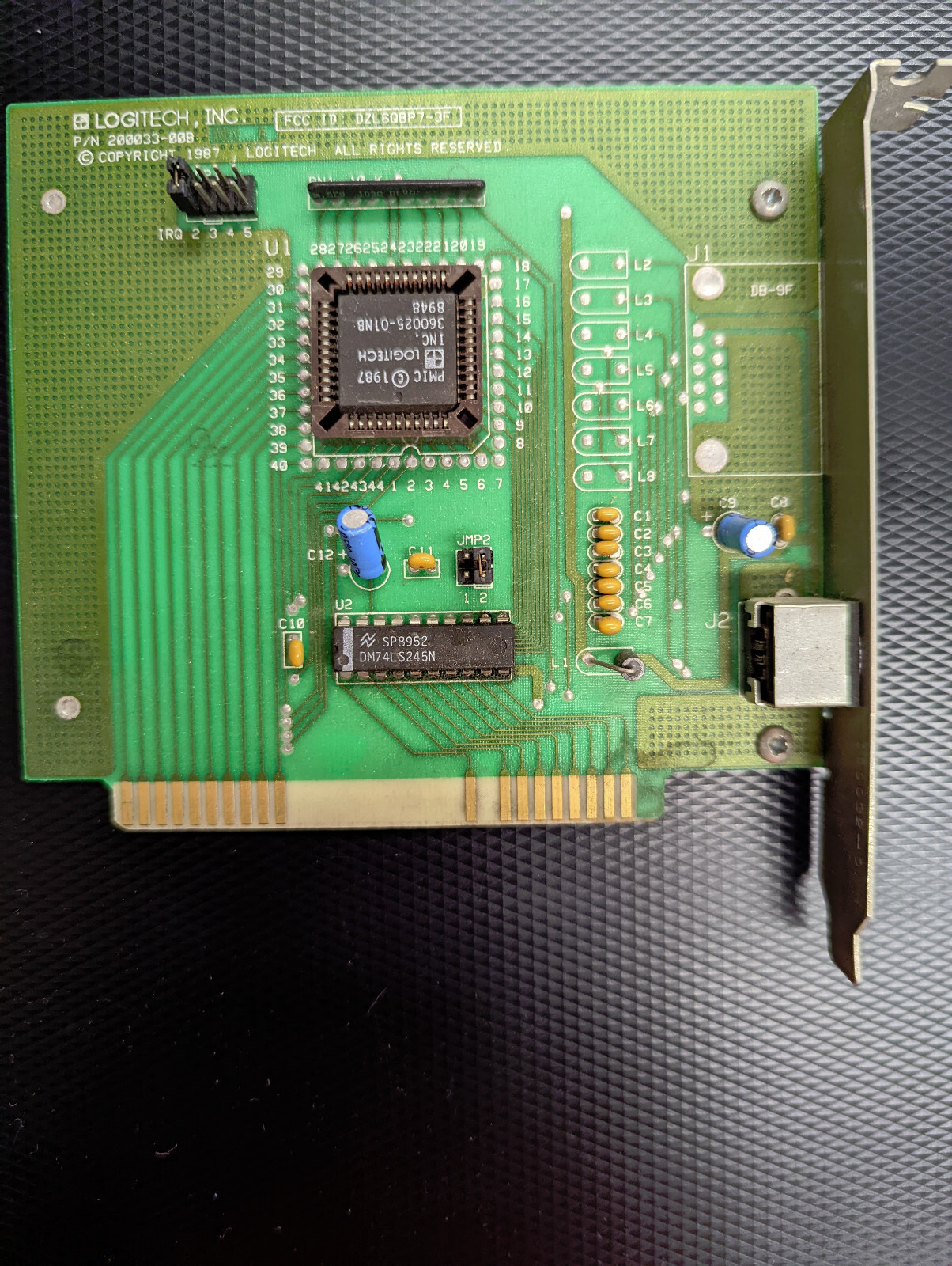 LOGITECH INC 200033-00B DZL6QBP7-3F ISA 8 BIT MOUSE ADAPTER BOARD 