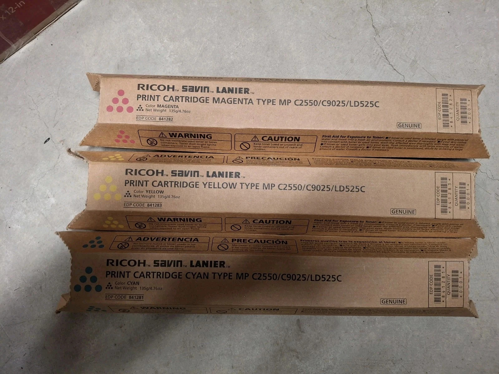 Ricoh MP-C2550 Series Cyan/Magenta/Yellow Color Toner Cartridge Set - New