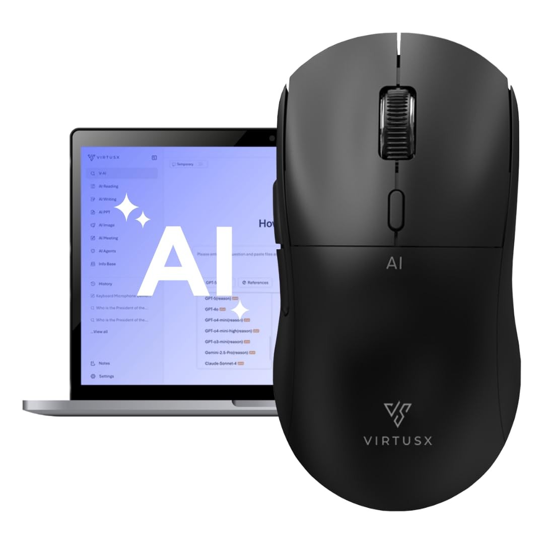 Virtusx Jethro AI Mouse - Voice & Audio Recorder for Lecture & Meeting, Black