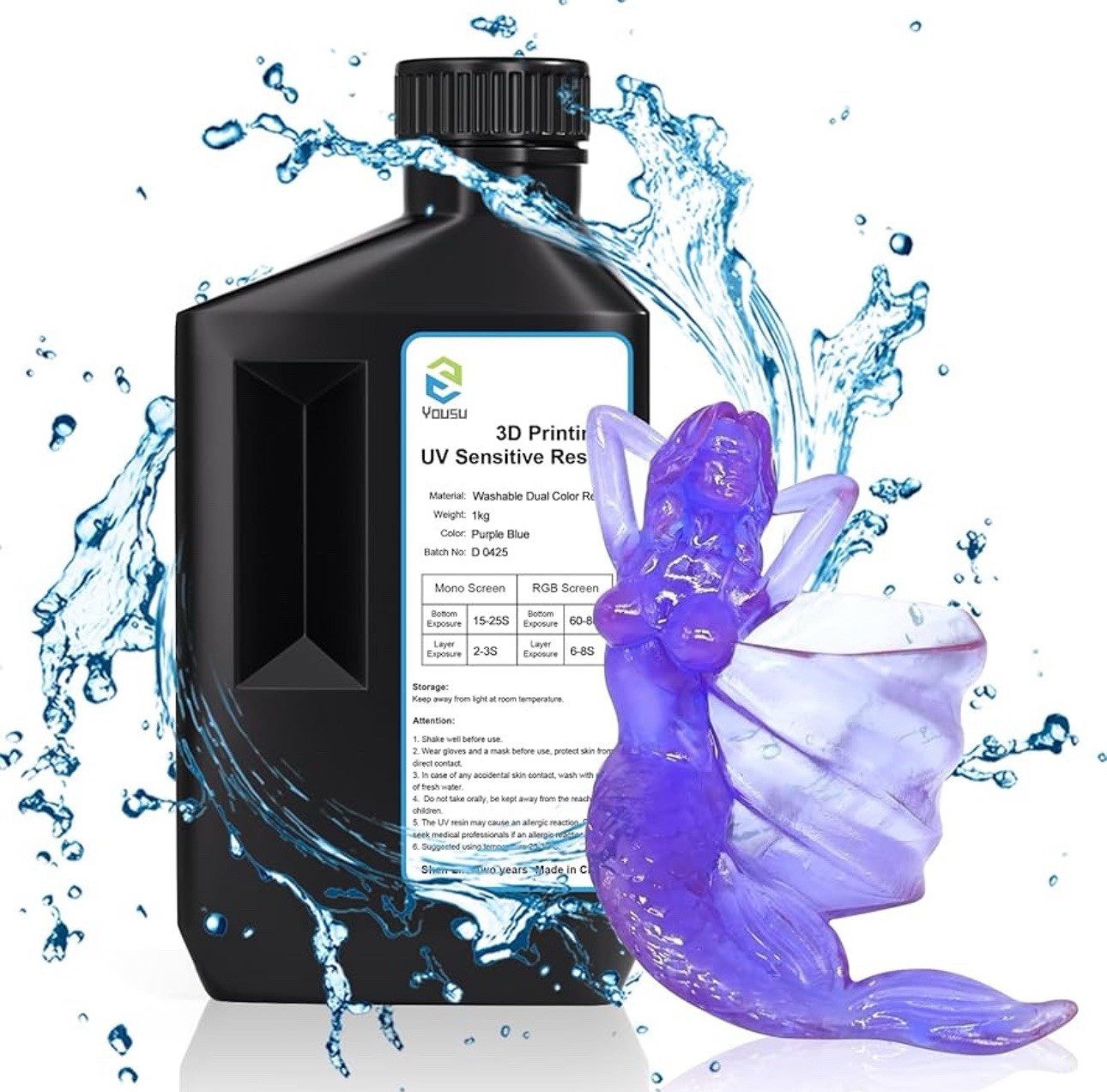 YOUSU 3D Printer Resin UTH Nebula UV Sensitive Rapid Purple + Blue D 0618 1kg