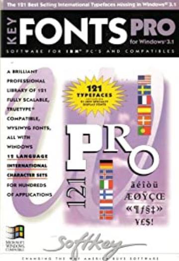 Key Fonts Pro PC CD library fully scalable truetype symbols characters projects