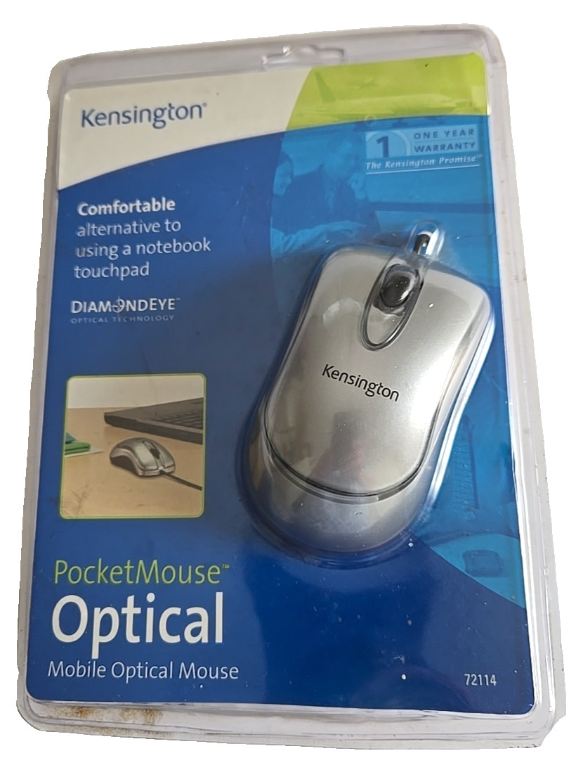 2003 Kensington Mobile Optical Dimond Eye Pocket Mouse Gray 72114 Windows & Mac