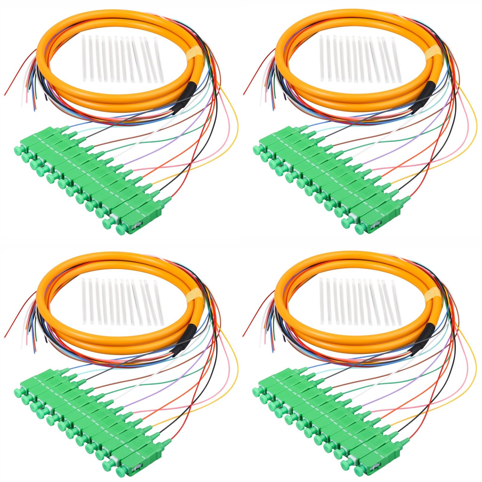 SC/APC Fiber Optic Pigtail 12 Strand Singlemode 9/125 Splicing 1.2M 4 Pack
