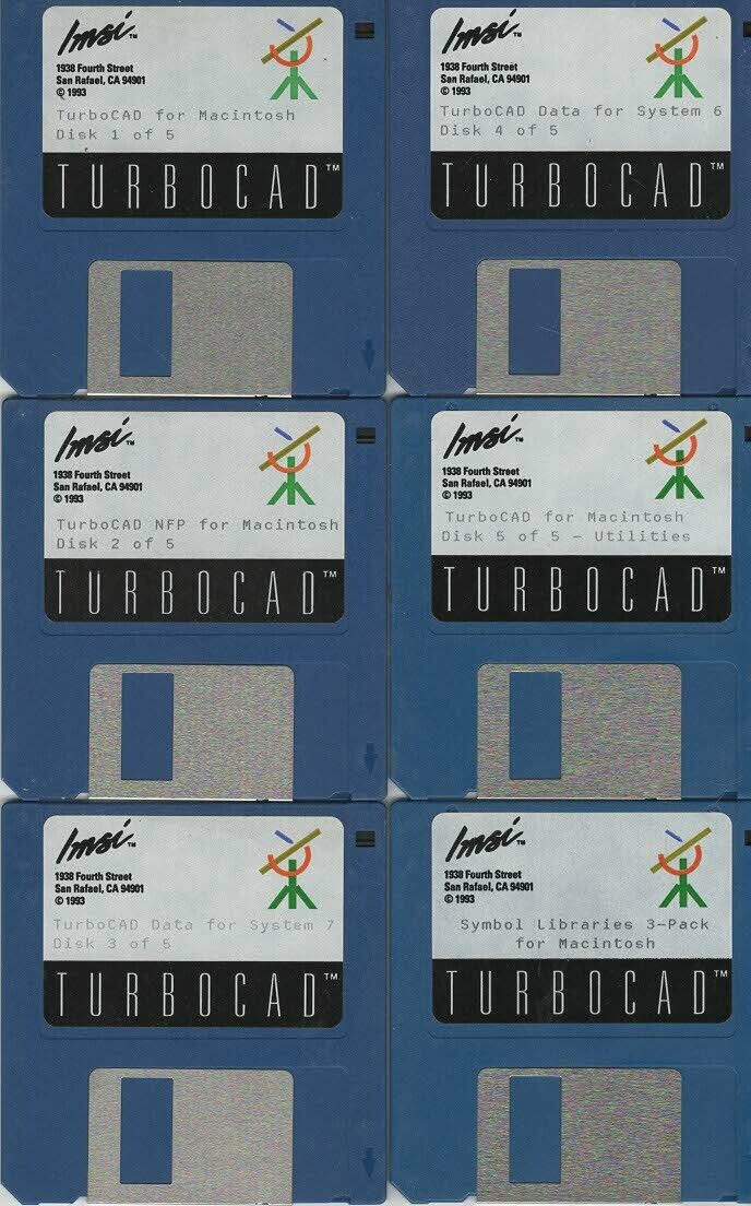 ITHistory (1993) APPLE Software: TURBOCAD For Mac (Imsi)  6X 3.5\