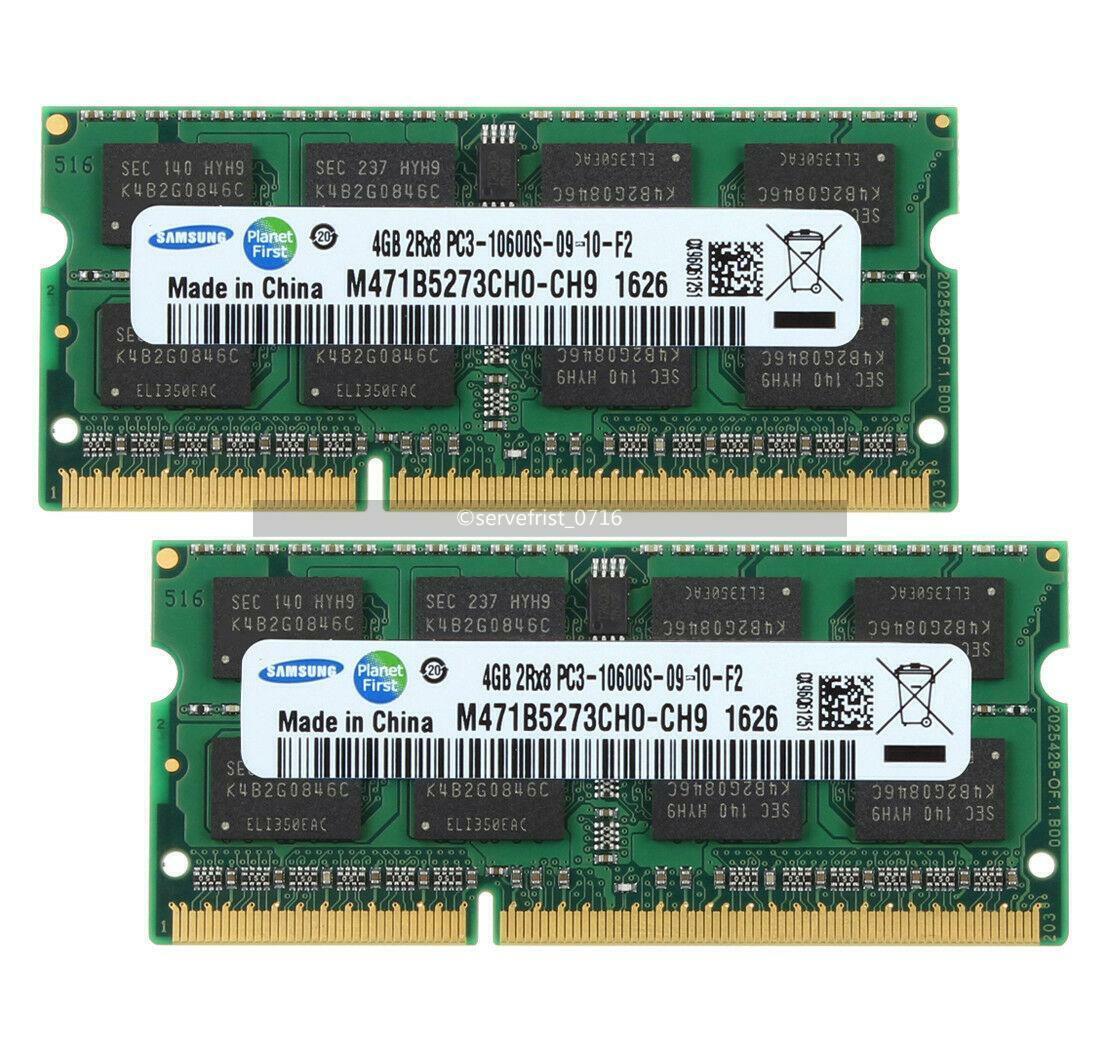 Samsung 8GB (2x4GB) DDR3 Ram 2RX8 PC3-10600S 1333MHz 204pin SODIMM Laptop Memory