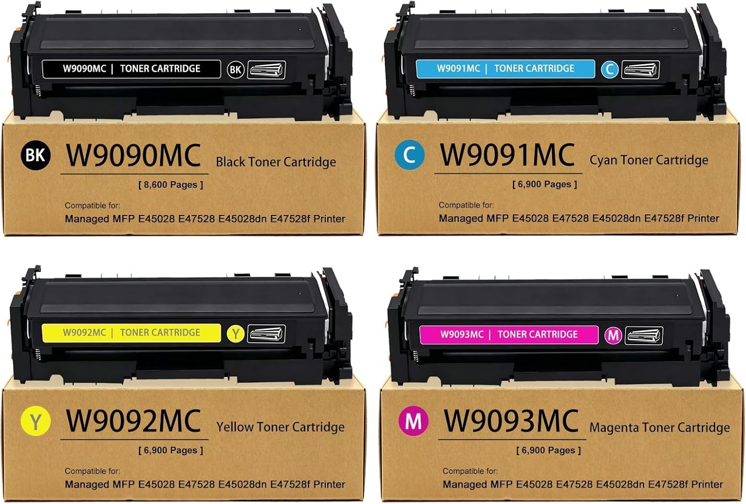 *NEW* Compatible w/ HP W9090MC Toner Set 4 Pack for Color Managed E45028 E47528f