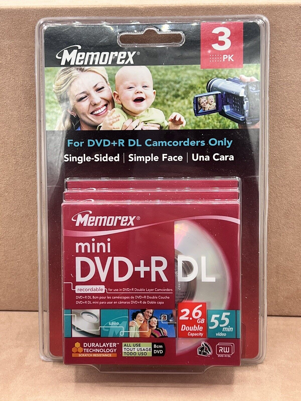Memorex Mini DVD + R DL 2.6 GB 55 mins camcorder video single sided 8 cm 3 pk