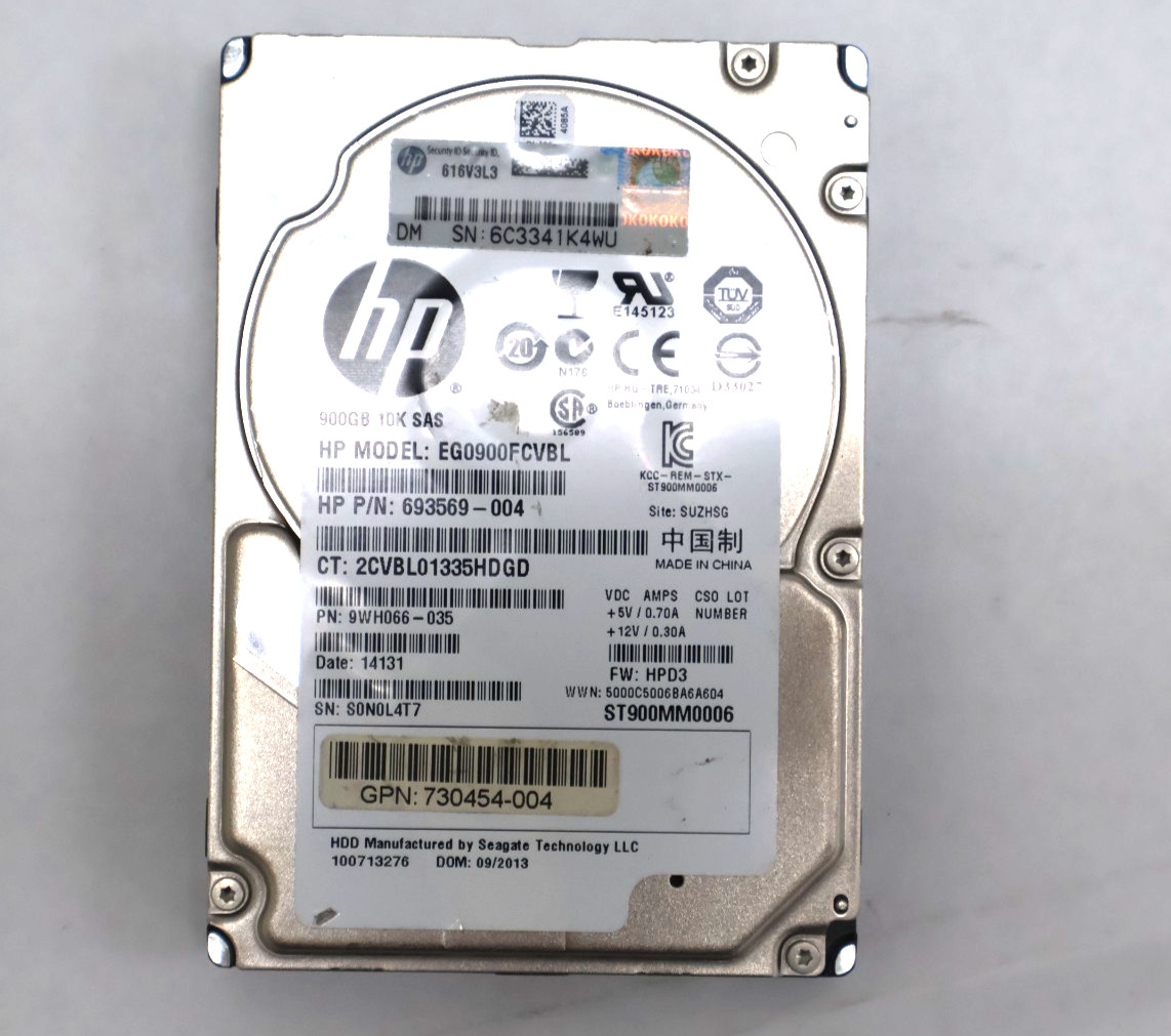 HP EG0900FCVBL 900GB 10K RPM 2.5" SAS 6Gbps Hard Drive 9WH066-035