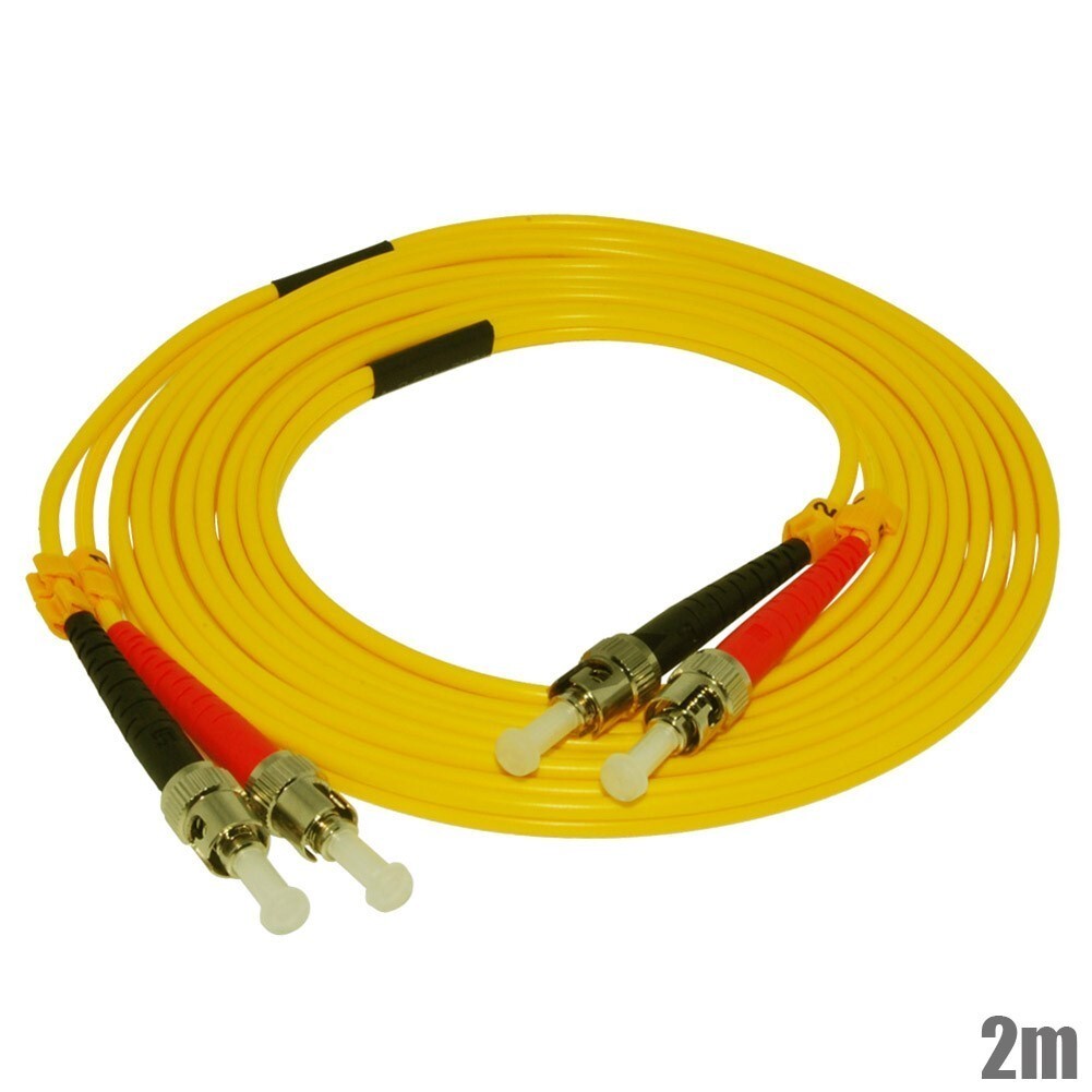 2m ST-ST Duplex Singlemode 9/125 Optical Fiber Optic Network Cable Patch Cord