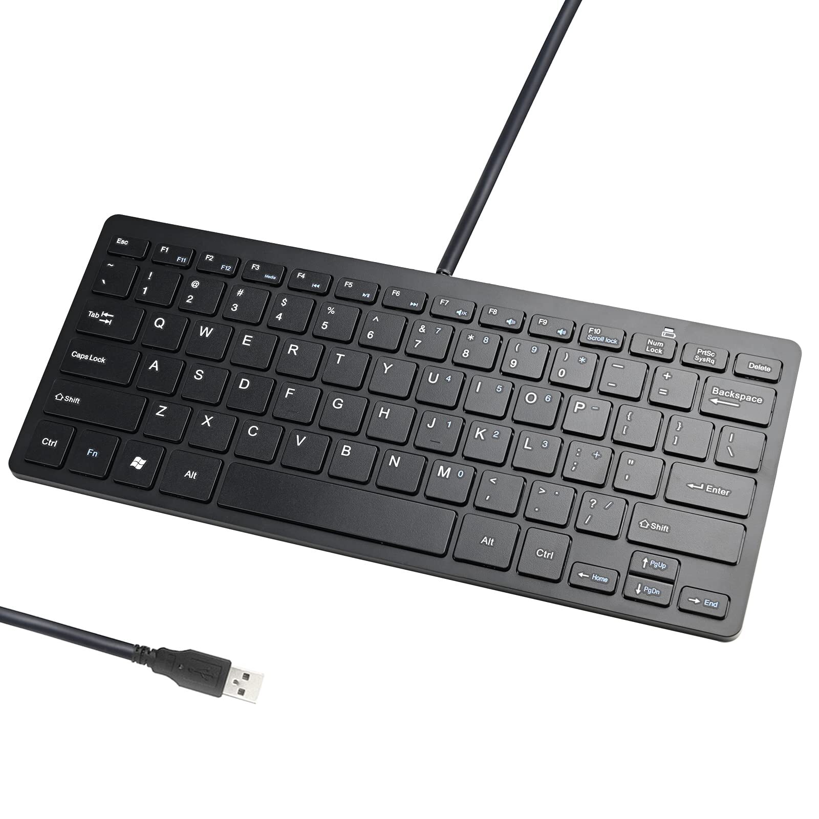 Upgraded PC Computer Laptop Mini USB Wired Keyboard for Mac and Windows 78 Sc...